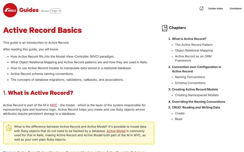 Active Record (Rails) homepage