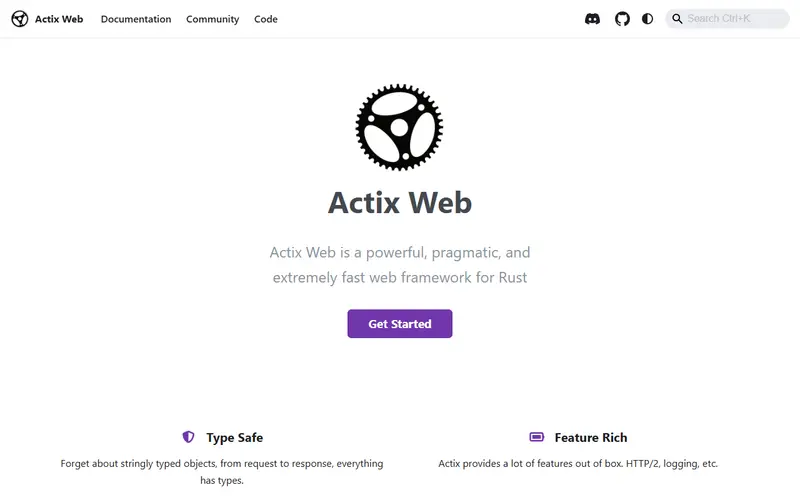 Actix Web homepage