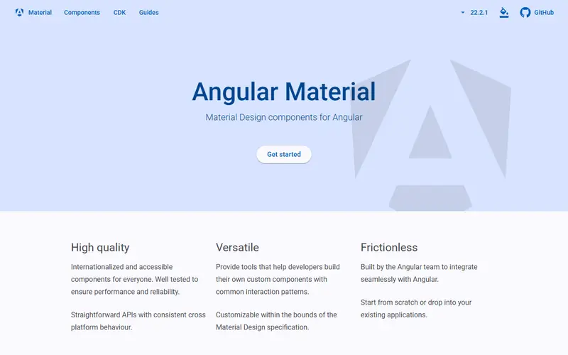 Angular Material homepage