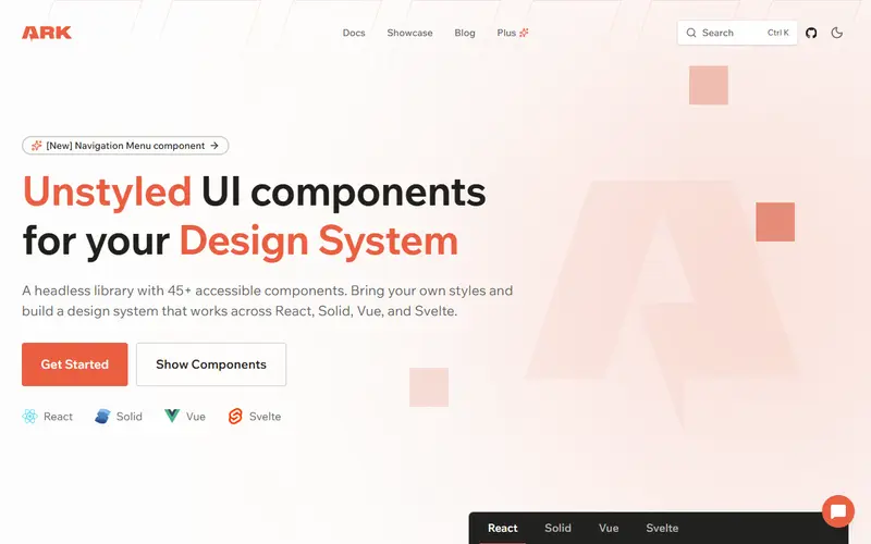 Ark UI homepage