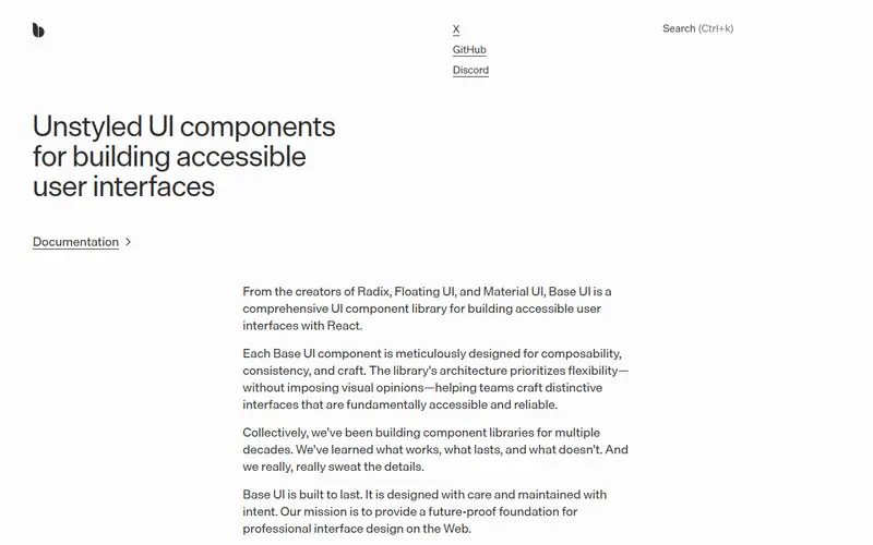Base UI homepage