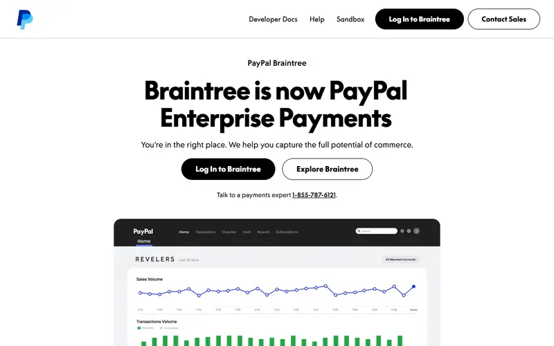 PayPal Braintree homepage