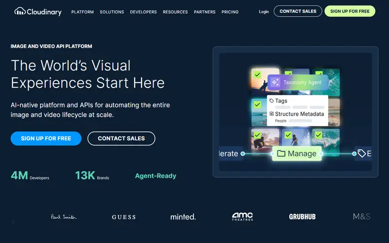 Cloudinary homepage