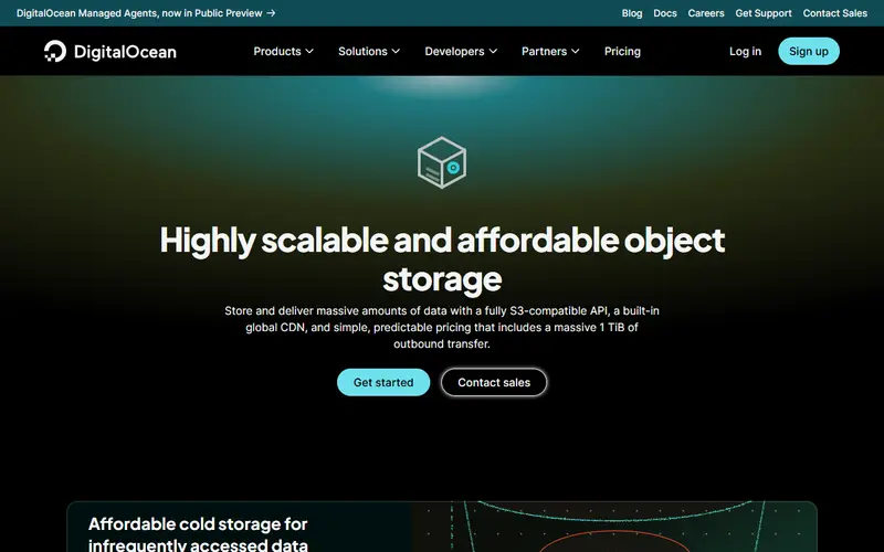 DigitalOcean Spaces homepage