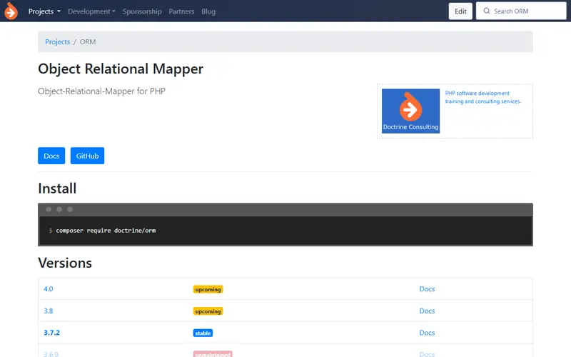 Doctrine ORM homepage