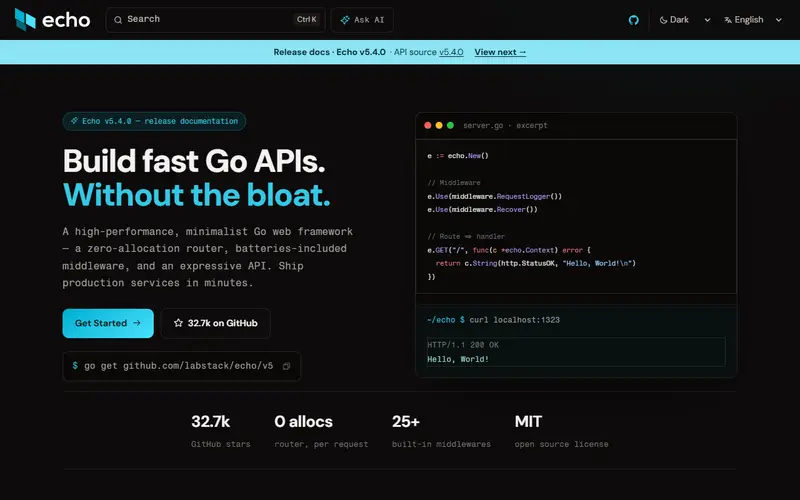 Echo homepage