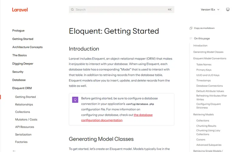 Eloquent ORM homepage