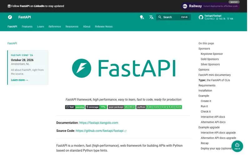 FastAPI homepage