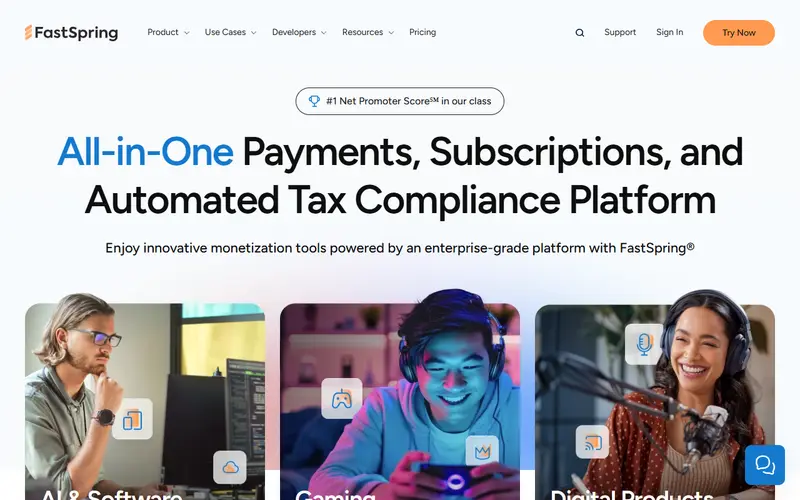 FastSpring homepage