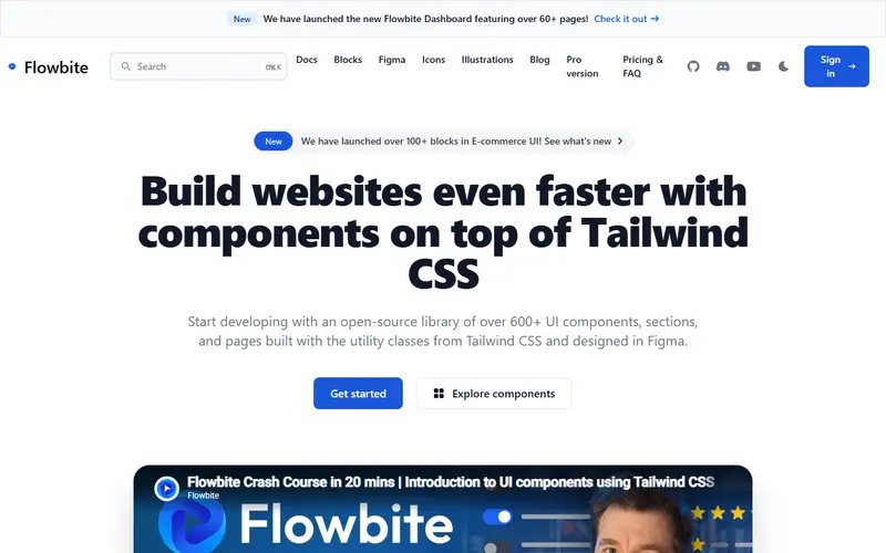 Flowbite homepage