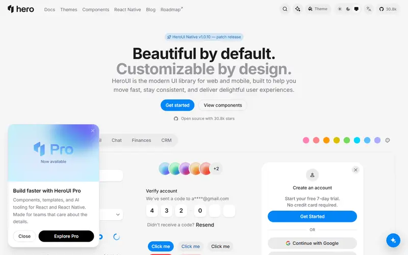HeroUI homepage