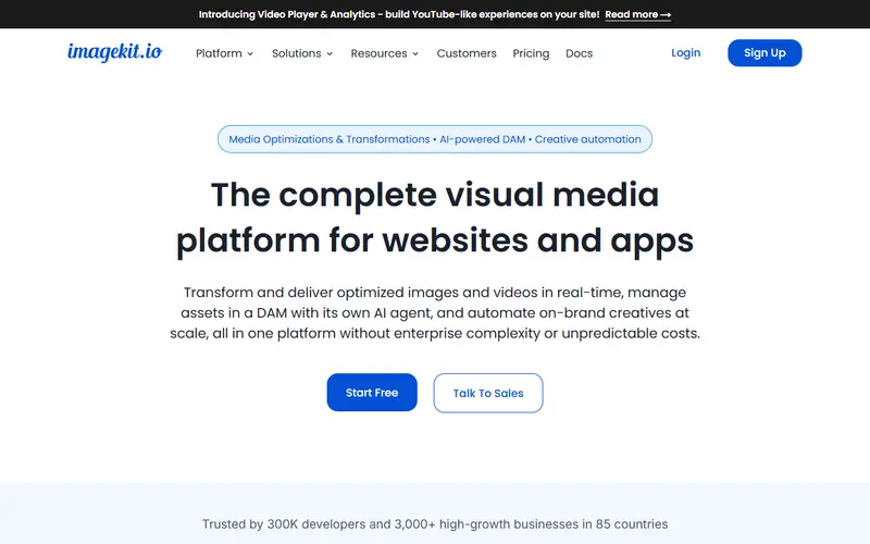 ImageKit homepage