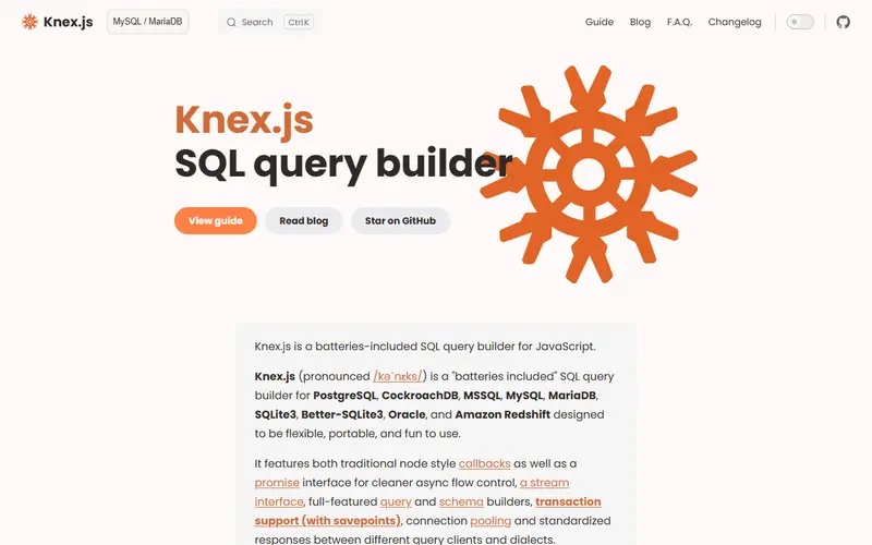 Knex.js homepage