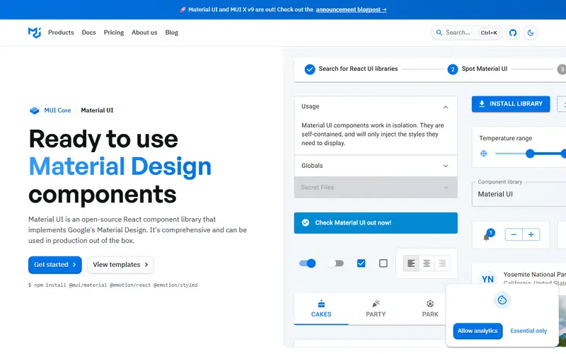Material UI (MUI) homepage
