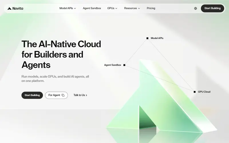 Novita AI homepage