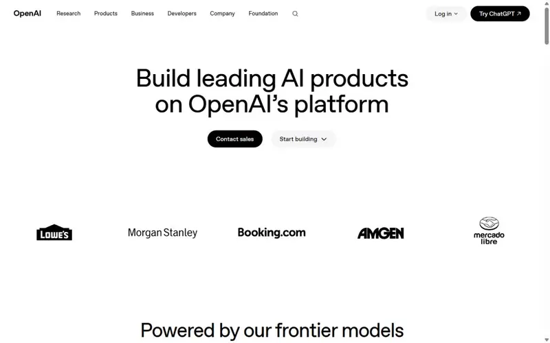 OpenAI API homepage