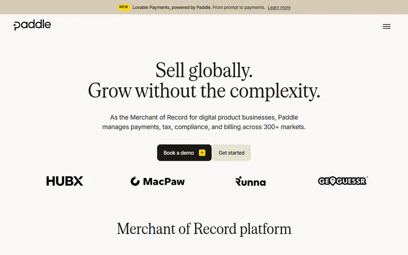 Paddle homepage