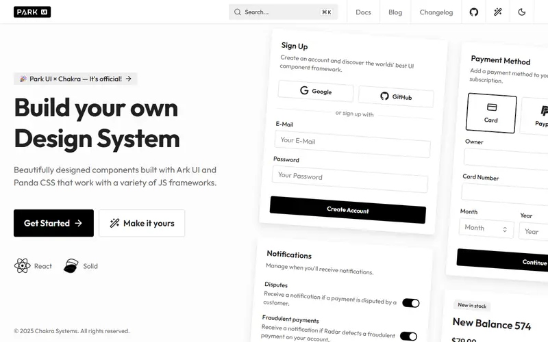 Park UI homepage