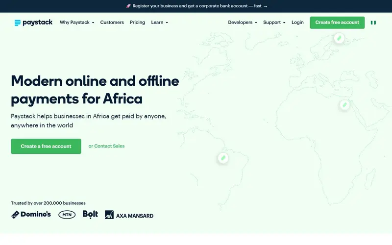 Paystack homepage