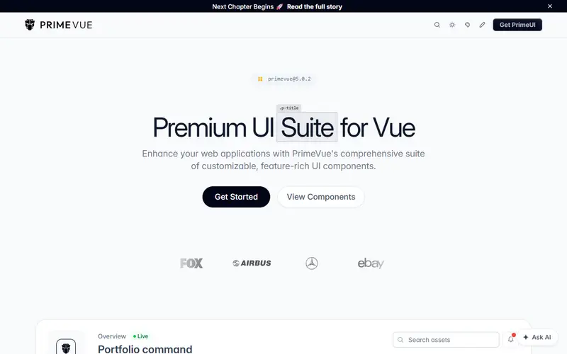 PrimeVue homepage