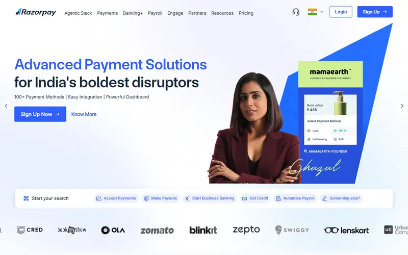 Razorpay homepage