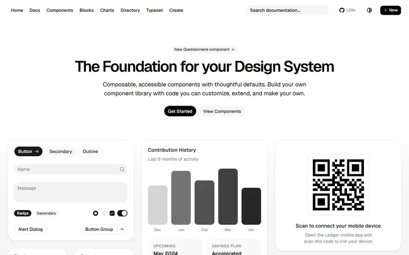 shadcn/ui homepage