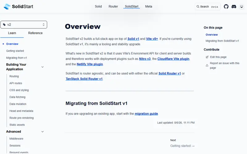 SolidStart homepage