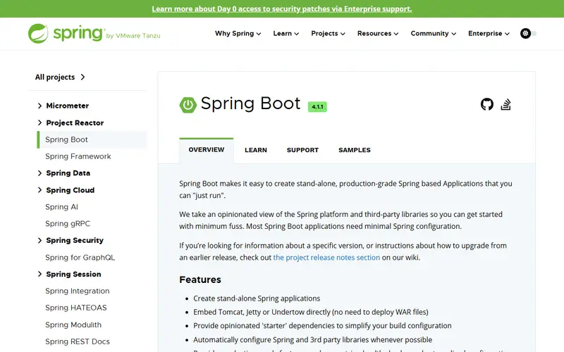 Spring Boot homepage