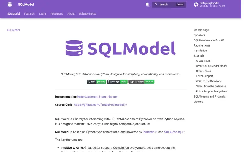 SQLModel homepage