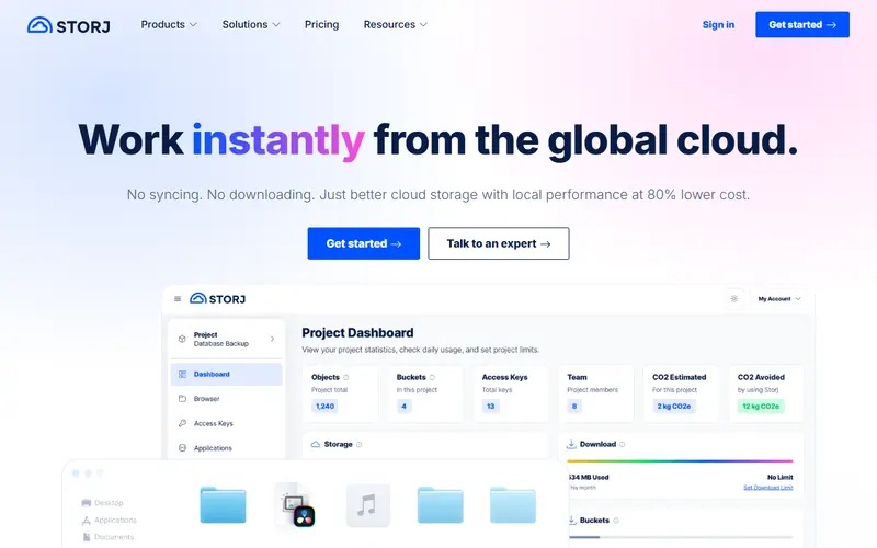 Storj homepage