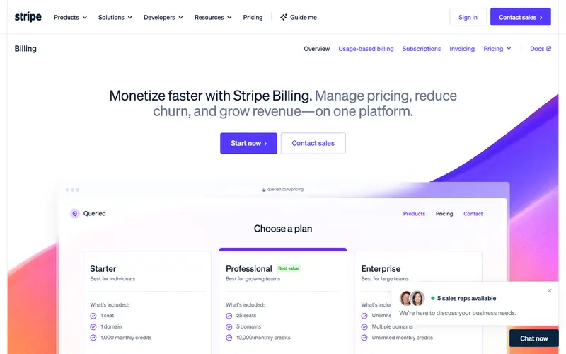 Stripe Billing homepage