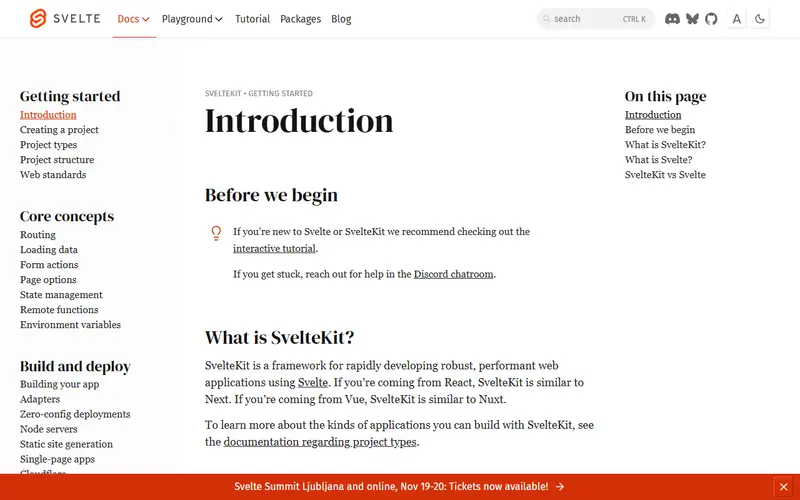SvelteKit homepage