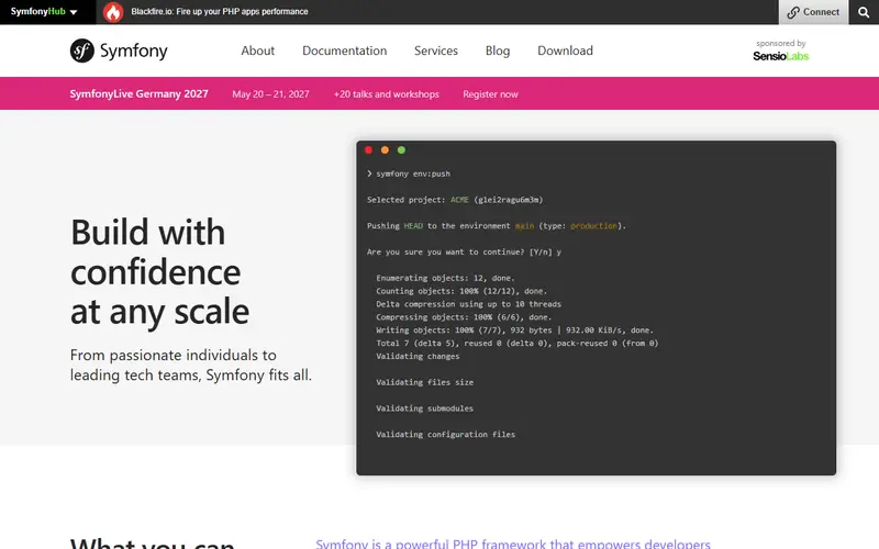 Symfony homepage