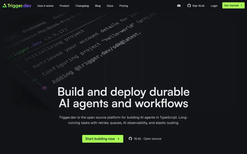 Trigger.dev homepage