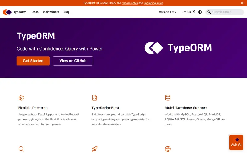 TypeORM homepage