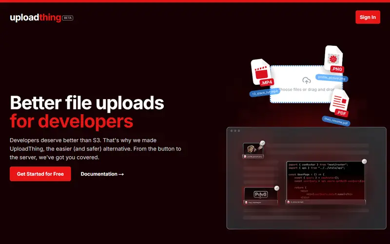 UploadThing homepage