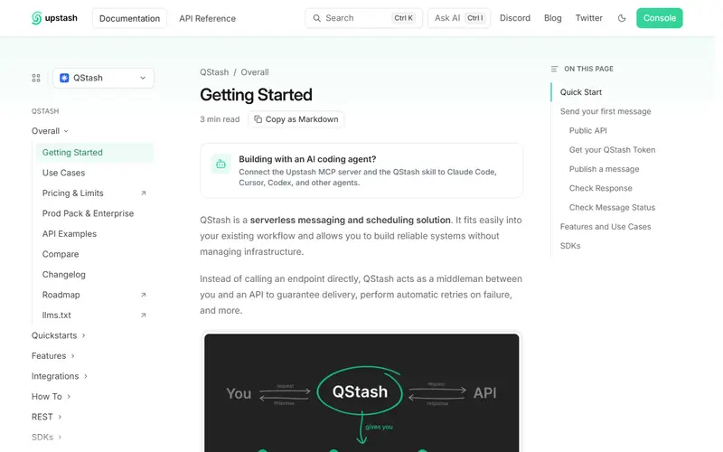 Upstash QStash homepage