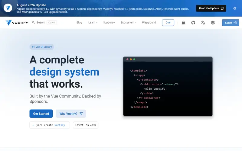 Vuetify homepage